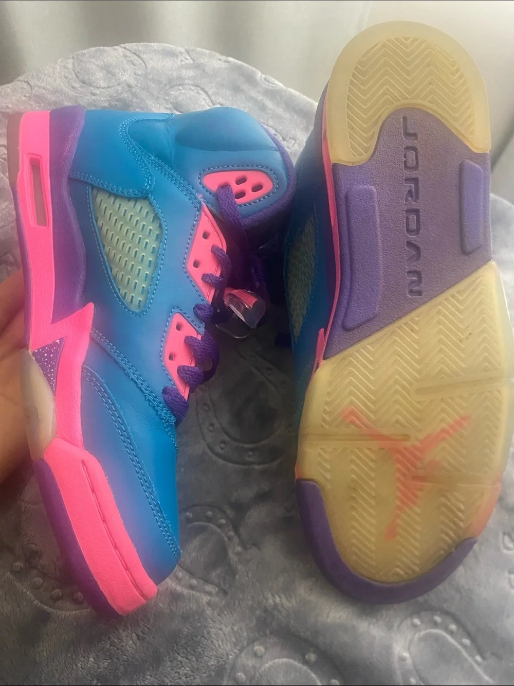 Jordan Kids High-Top Sneakers in Blue/Purple/Pink